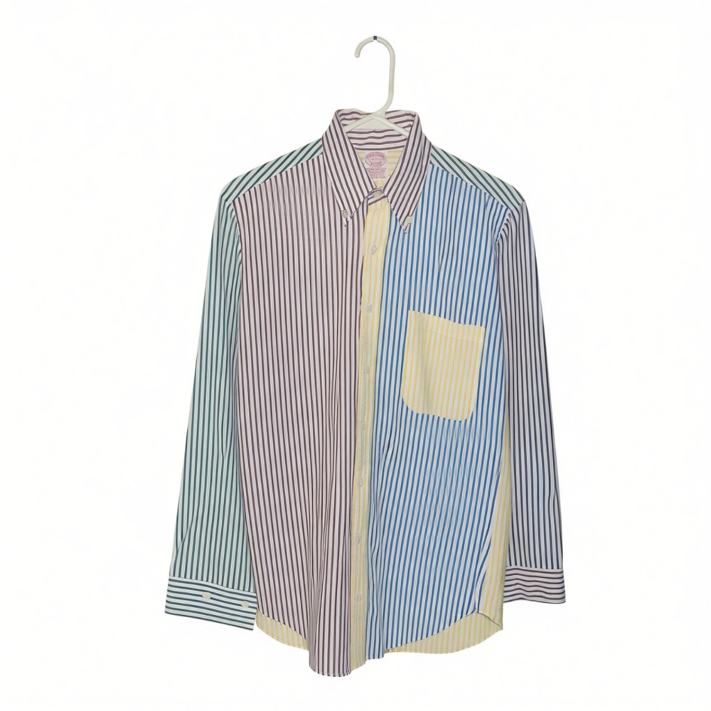 Vintage Brooks Brothers Colorful Striped Fun Shirt Button Down Size 15.5-R